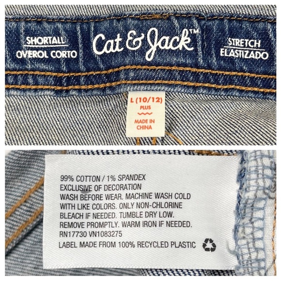 ❤️ NWT CAT & JACK Rolled Hem Denim Shortalls Overall Shorts Classic 80s 90s - Picture 9 of 11